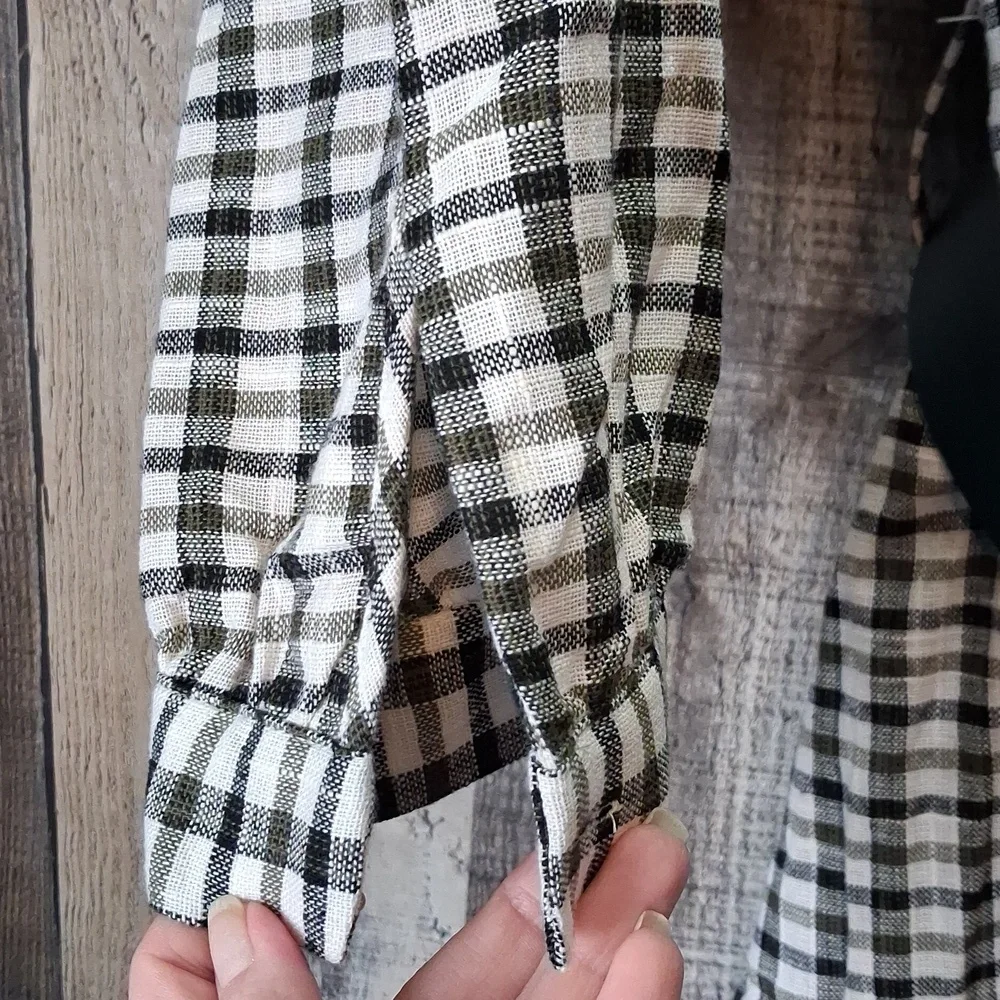 Zara Black & Cream Checked Mini Shirt Dress with Waist Belt Size XS NWT
